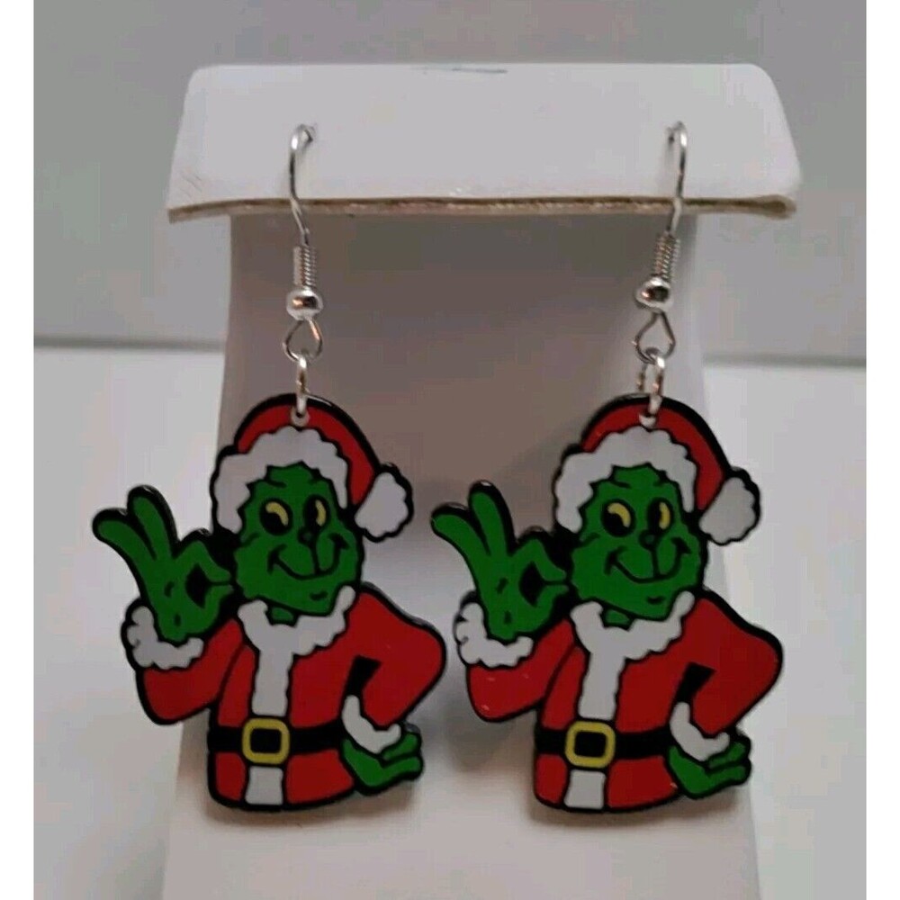 Grinch Dangle Earrings 2.25" Long